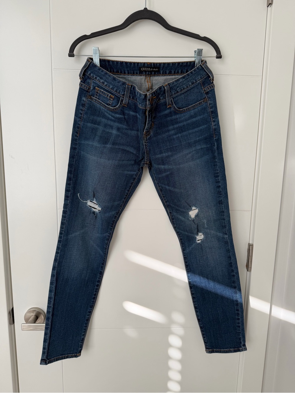 Guess Women's Skinny Jeans - Dark Blue Ripped
